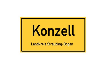 Isolated German city limit sign of Konzell located in Bayern