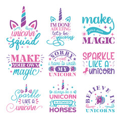 Unicorn Quote T shirt Vector Designs Bundle 