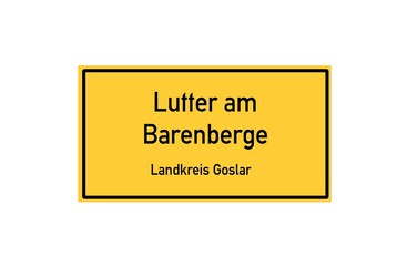 Isolated German city limit sign of Lutter am Barenberge located in Niedersachsen