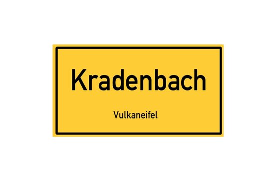 Isolated German city limit sign of Kradenbach located in Rheinland-Pfalz