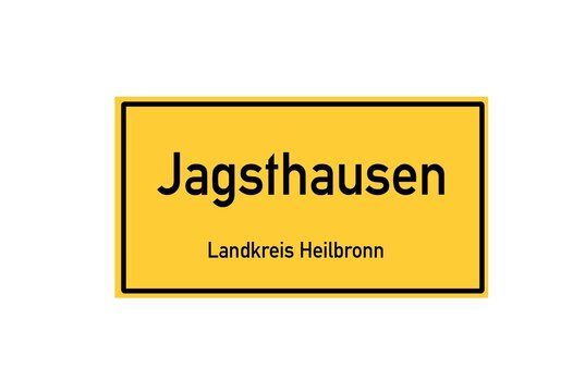 Isolated German city limit sign of Jagsthausen located in Baden-W�rttemberg