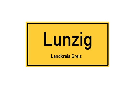 Isolated German city limit sign of Lunzig located in Th�ringen