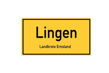 Isolated German city limit sign of Lingen located in Niedersachsen