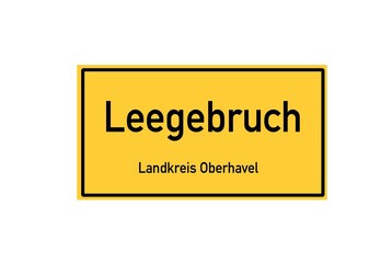 Isolated German city limit sign of Leegebruch located in Brandenburg