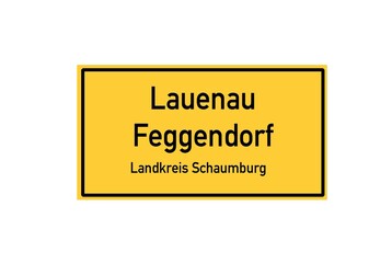 Isolated German city limit sign of Lauenau Feggendorf located in Niedersachsen