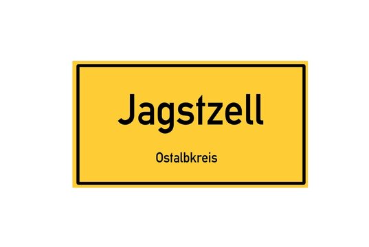 Isolated German city limit sign of Jagstzell located in Baden-W�rttemberg
