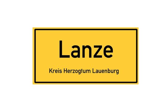 Isolated German city limit sign of Lanze located in Schleswig-Holstein