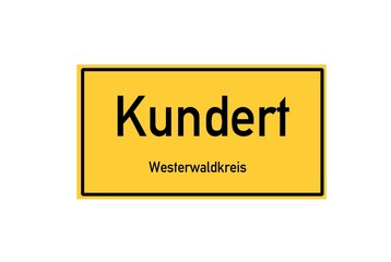 Isolated German city limit sign of Kundert located in Rheinland-Pfalz