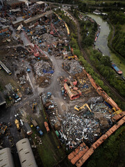 Aerial view of a scrap metal yard