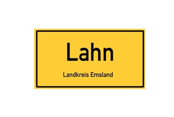 Isolated German city limit sign of Lahn located in Niedersachsen