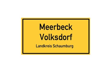 Isolated German city limit sign of Meerbeck Volksdorf located in Niedersachsen