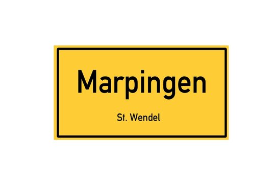 Isolated German city limit sign of Marpingen located in Saarland