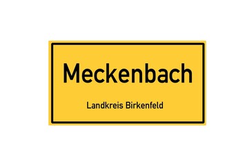 Isolated German city limit sign of Meckenbach located in Rheinland-Pfalz