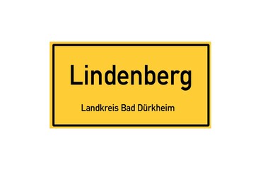 Isolated German city limit sign of Lindenberg located in Rheinland-Pfalz