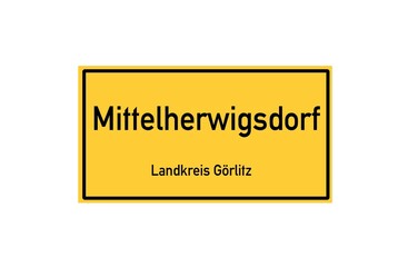 Isolated German city limit sign of Mittelherwigsdorf located in Sachsen