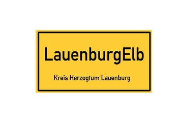 Isolated German city limit sign of LauenburgElbe located in Schleswig-Holstein
