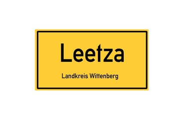 Isolated German city limit sign of Leetza located in Sachsen-Anhalt