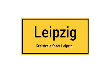 Obraz premium Isolated German city limit sign of Leipzig located in Sachsen