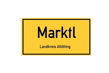 Isolated German city limit sign of Marktl located in Bayern