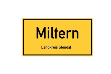 Isolated German city limit sign of Miltern located in Sachsen-Anhalt