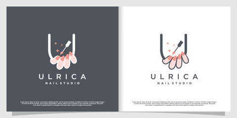 Nail logo design concept for beauty with creative element style