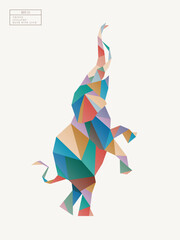 Polygon elephant. Low poly animal. Geometric logo icon. Origami style