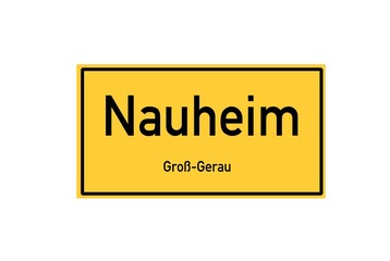 Isolated German city limit sign of Nauheim located in Hessen