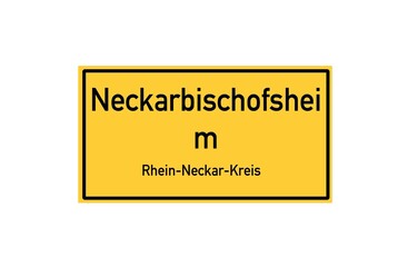 Fototapeta premium Isolated German city limit sign of Neckarbischofsheim located in Baden-W�rttemberg