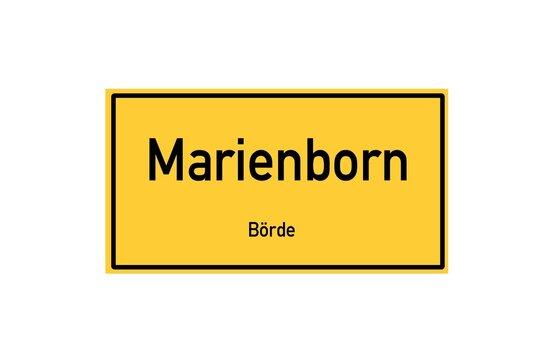 Isolated German city limit sign of Marienborn located in Sachsen-Anhalt