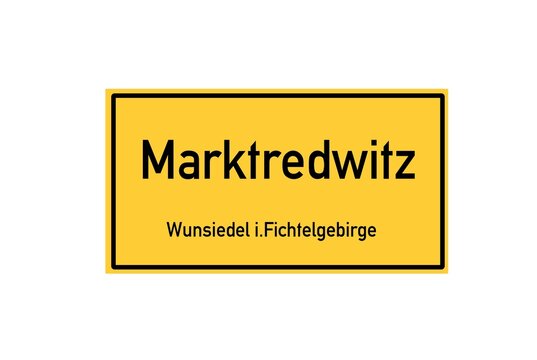 Isolated German city limit sign of Marktredwitz located in Bayern