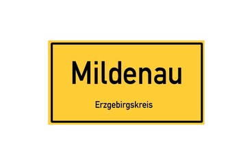 Isolated German city limit sign of Mildenau located in Sachsen
