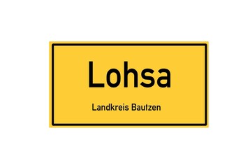 Isolated German city limit sign of Lohsa located in Sachsen