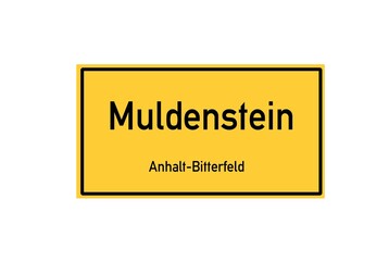 Isolated German city limit sign of Muldenstein located in Sachsen-Anhalt