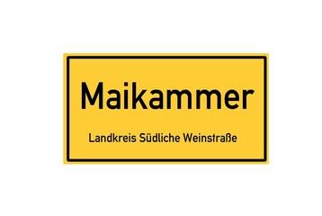 Isolated German city limit sign of Maikammer located in Rheinland-Pfalz