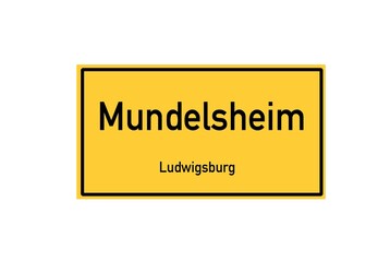 Isolated German city limit sign of Mundelsheim located in Baden-W�rttemberg