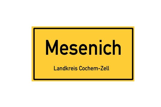 Isolated German city limit sign of Mesenich located in Rheinland-Pfalz