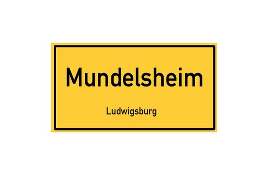 Isolated German city limit sign of Mundelsheim located in Baden-W�rttemberg