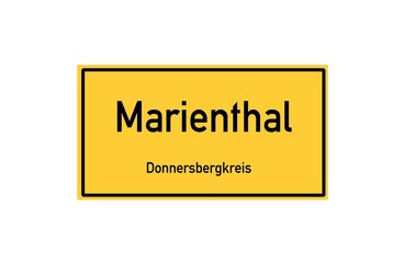 Isolated German city limit sign of Marienthal located in Rheinland-Pfalz