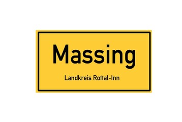 Isolated German city limit sign of Massing located in Bayern