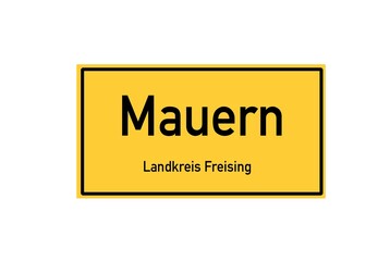 Isolated German city limit sign of Mauern located in Bayern