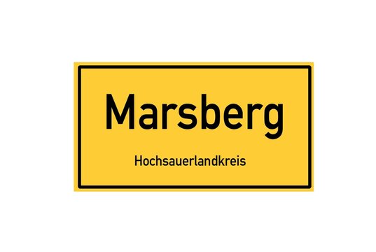 Isolated German city limit sign of Marsberg located in Nordrhein-Westfalen