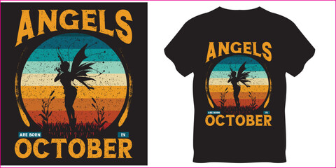 Born in October birthday gift vector  t shirt template for birthday girl and women