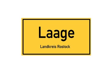Isolated German city limit sign of Laage located in Mecklenburg-Vorpommern
