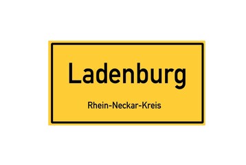 Isolated German city limit sign of Ladenburg located in Baden-W�rttemberg