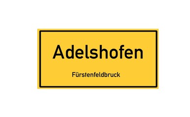 Isolated German city limit sign of Adelshofen located in Bayern