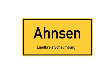 Isolated German city limit sign of Ahnsen located in Niedersachsen