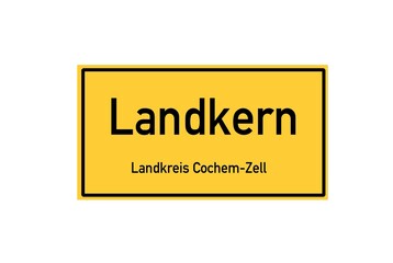 Isolated German city limit sign of Landkern located in Rheinland-Pfalz