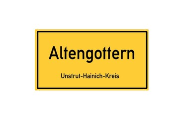 Isolated German city limit sign of Altengottern located in Th�ringen