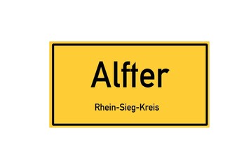 Isolated German city limit sign of Alfter located in Nordrhein-Westfalen