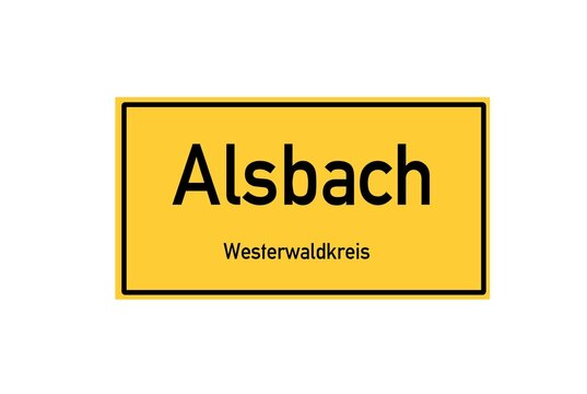 Isolated German city limit sign of Alsbach located in Rheinland-Pfalz